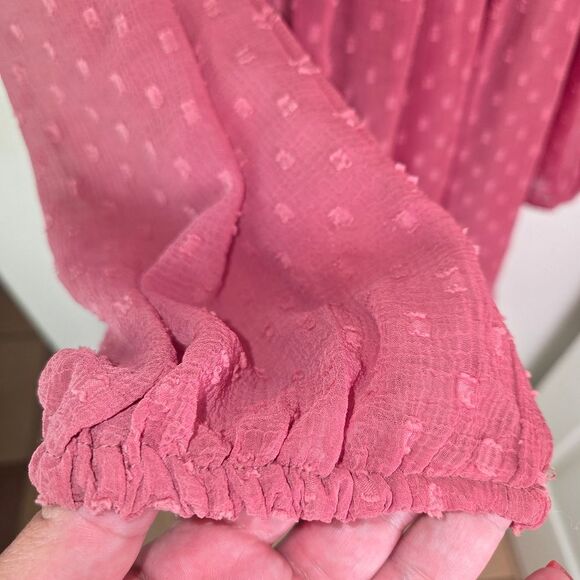 Zara Mauve Pink Long Sleeve Swiss Dot Mini Dress Size Medium - Picture 5 of 9